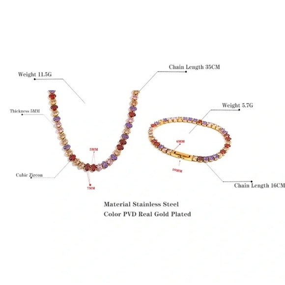 Tennis Diamond Crystal 18K Gold Stainless Steel Waterproof Bracelet - Picture 4 of 5